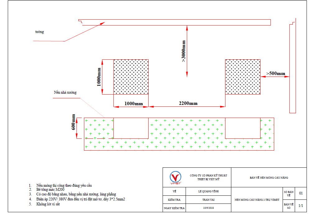 Cầu nâng 2 trụ cáp trên VIMET TLR40110